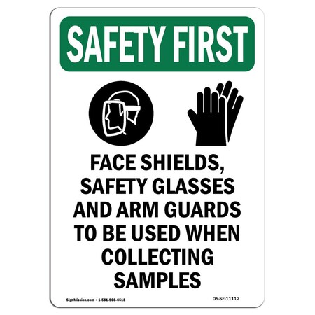 Signmission OSHA Sign, Face Shields W/ Symbol, 24in X 18in Rigid Plastic, 18" W, 24" H, Portrait OS-SF-P-1824-V-11112